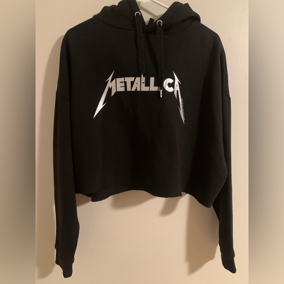 H&M Tops - Metallica crop hoodie juniors women’s H&M